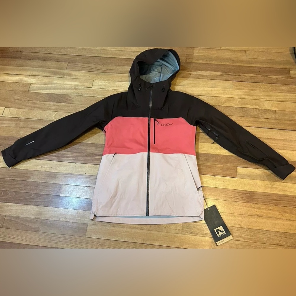 Stylish Women's Ski Jacket - Coral and Brown